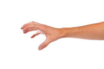 Image showing Male hand reaching for something on white