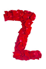 Image showing Letter Z made from red petals rose on white