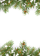 Image showing Christmas framework with snow isolated on white background