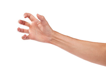 Image showing Male hand reaching for something on white