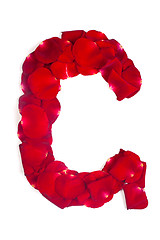 Image showing Letter G made from red petals rose on white