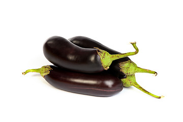 Image showing Three large eggplant, over white background