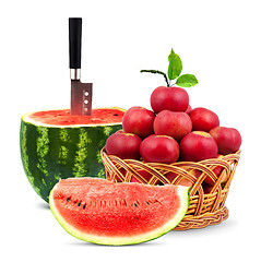 Image showing Watermelon and apples