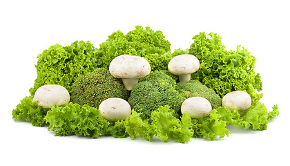 Image showing Champignon on a lettuce