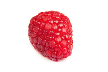 Image showing Single fresh raspberry, isolated on  white. Close up macro shot
