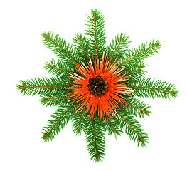 Image showing Snowflake made from Christmas tree branches