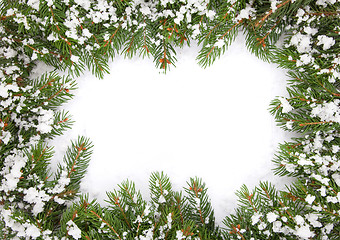 Image showing Christmas framework with snow isolated on white background