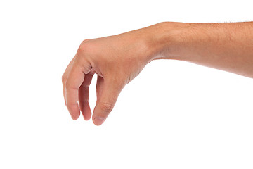 Image showing Male hand reaching for something on white