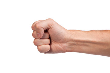 Image showing Males hand with a clenched fist isolated