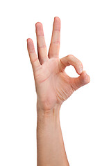 Image showing Hand  is showing OK sign isolated on white