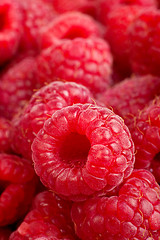 Image showing Ripe rasberry background. Close up macro shot of raspberries