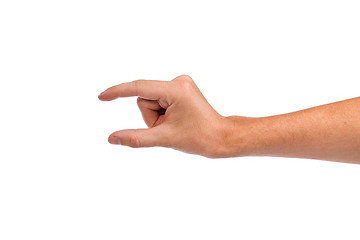 Image showing Male hand reaching for something on white