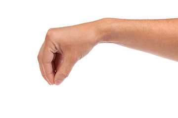 Image showing Male hand reaching for something on white