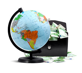 Image showing Globe, money and briefcase