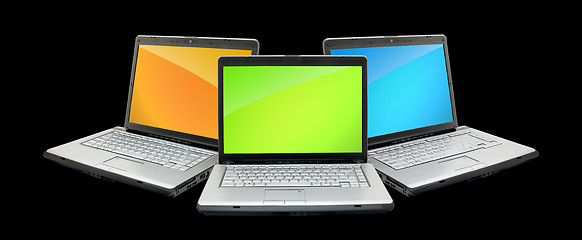 Image showing Open laptops