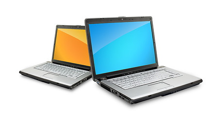 Image showing Open laptops