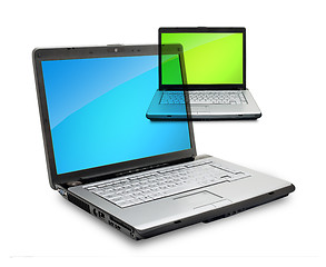 Image showing Open laptops