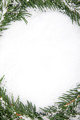 Image showing Christmas framework with snow isolated on white background