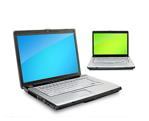 Image showing Open laptops