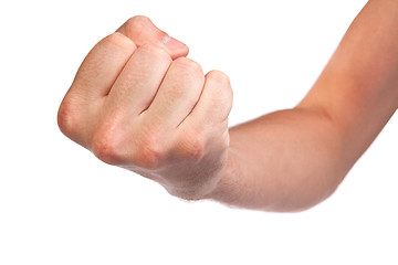 Image showing Males hand with a clenched fist isolated