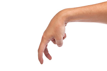 Image showing A male hand is showing the walking fingers isolated on white