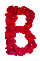 Image showing Letter B made from red petals rose on white