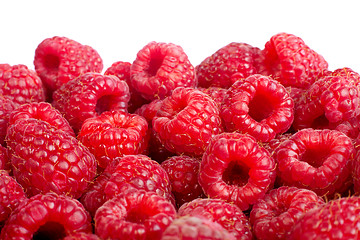 Image showing Ripe raspberries fruit background. ²solated on white