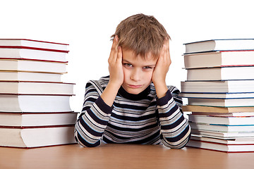 Image showing Tired schoolboy