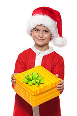 Image showing Boy holding a christmas gift