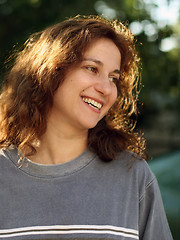 Image showing Happy young woman outdoors