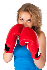 Image showing Pretty girl with boxing gloves