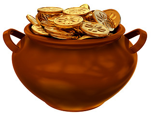 Image showing pan with coins of leprechaun