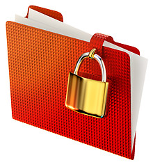 Image showing red folder with golden hinged lock