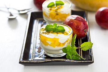 Image showing Passion fruit and Mango with yogurt