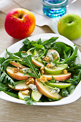 Image showing Apple with Blue cheese ,walnut and rocket salad
