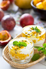 Image showing Passion fruit and Mango with yogurt