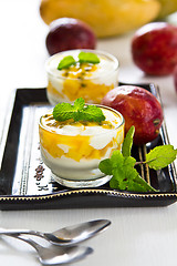 Image showing Passion fruit and Mango with yogurt