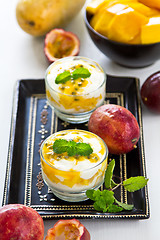 Image showing Passion fruit and Mango with yogurt