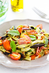 Image showing Spinach Fettuccine with bacon