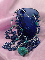 Image showing Beads, pearls and turquoise