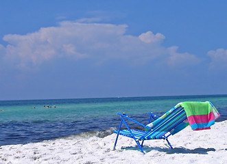 Image showing Lounge chair on the beach
