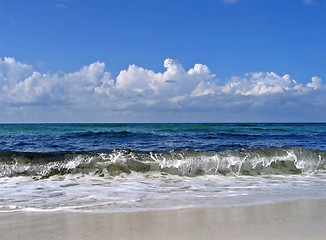 Image showing Waves crashing ashore