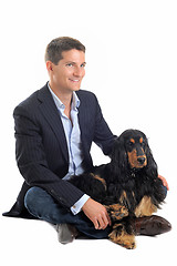 Image showing business man and cocker spaniel