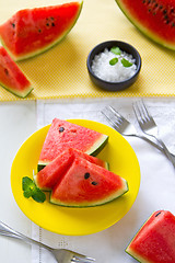 Image showing Watermelon with salt