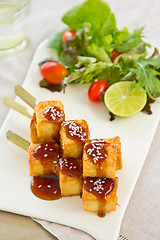 Image showing Grilled Tofu with Teriyaki sauce and salad