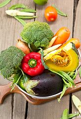 Image showing Fresh vegetables in colander