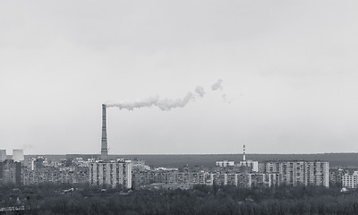 Image showing Power plant in residential area