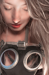 Image showing Woman in gasmask