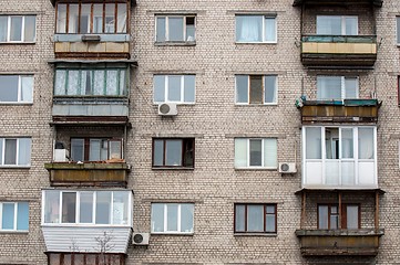 Image showing Old residential building with balconies