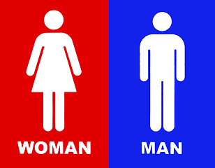 Image showing Toilet sign in red and blue